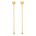 Minimalist gold heart chain drop earrings with heart studs and bead details - Gold Beaded Heart Style (EX0055) / Gold