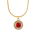 Collier en titane plaqué or 18K avec pendentif rond en zircone rouge et halo de cristaux - Style Rond (LL0115)-Or Pierre Rouge
