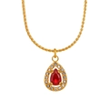 Collier en titane plaqué or 18 carats avec pendentif coeur en zircon rouge - Style Goutte d'Eau (LL0117)-Or Pierre Rouge