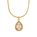 18K gold plated titanium steel necklace with a sparkling pear-shaped zircon heart pendant - Water Drop Style (LL0117)-Gold White Stone