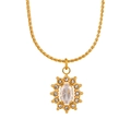 18K gold-plated titanium steel necklace featuring a sparkling sunflower zircon pendant - Sun Flower Style (LL0118)-Gold White Stone