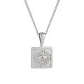 Collier en acier argenté avec pendentif carré œil protecteur et cristal central - Acier avec Pierre Blanche