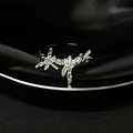Detail of silver moonstone ring with sparkling star charms on black silk fabric - Thorn Starburst Style (JZ0660)
