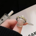 Detailed close-up of a silver ring featuring multiple yellow pear-cut zircon stones - Yellow Pear Zirconia Silver Band (JZ4647)