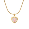 Élégant collier pendentif cœur doré avec pierre de lune rose sur une chaîne serpent plate - Or