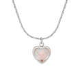 Collier élégant cœur en pierre de lune argenté avec chaîne serpent plate au style minimal - Argent