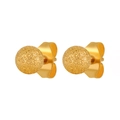 Boucles d'oreilles boules dorées mates minimalistes en acier inoxydable et fermoir papillon - Style Givré (ED0054) / Or