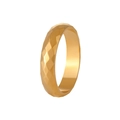 Bague en acier titane doré au design minimaliste avec texture losange et éclat poli - US 5 / Or