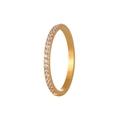 Bague luxueuse en acier titane doré avec demi-cercle de pierres en zircone - US 5 / Style Or