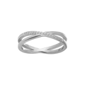 Bague croisée en titane argenté avec micro-pavé de zircone et doubles bandes en X - US 6 / Couleur Acier
