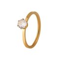 Bague minimaliste en titane doré avec un diamant rond brillant serti à six griffes - US 6 / Bague à Griffe Unique