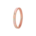 Bague élégante en acier titane or rose avec incrustation de nacre et un seul diamant - US 5 / Or Rose