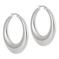 Chunky silver teardrop hoop earrings in polished stainless steel with minimalist design - 40mm / Steel