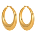 Elegant gold-tone chunky teardrop hoop earrings with high-polish mirror finish and click closure - 40mm / Gold