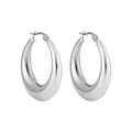 Minimalist thick chunky hoop earrings in polished silver finish for a modern look - 30mm / Steel