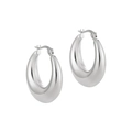 Minimalist thick silver hoop earrings with high-polished metallic mirror finish - 25mm / Steel