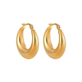 Elegant gold chunky hoop earrings in polished titanium steel with secure leverback closure - 25mm / Gold