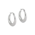 Minimalist thick silver hoop earrings with a high-polished mirror finish and snap closure - 23mm / Steel