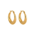 Polished golden chunky hoop earrings in minimalist style with high-gloss mirror finish - 23mm / Gold