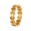 Bague en acier titane plaqué or 24K avec motif de pièces anciennes sur fond blanc pur - US 5 / Or