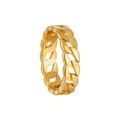 Bague chaîne cubaine polie plaquée or 18 carats en acier inoxydable au design minimaliste - US 6 / Version Étroite Dorée
