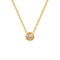 Minimalist gold PVD plated titanium steel necklace with a round bezel-set zircon pendant - 40+5cm / Gold Style