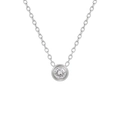 Minimalist silver S925 necklace with round brilliant-cut bezel-set zircon pendant - 40+5cm / Steel Color
