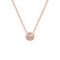 Minimalist rose gold titanium steel necklace with a round bezel set cubic zirconia - 40+5cm / Rose Gold