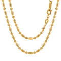 Polished 18K gold plated titanium steel necklace with oval bamboo and round bead links - 50+5cm / Gold