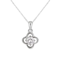 Silver four-leaf clover necklace with sparkling round zircon center in a delicate finish - 40cm/45cm / Silver (XL0230)
