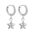 Orecchini a stella in argento con zirconi trasparenti e design con anello lucido - Pietra Bianca (ED0321) / Argento