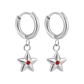 Orecchini a stella in argento con zircone rosso e placcatura in oro 24K per donna - Pietra Rossa (ED0321) / Argento