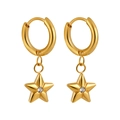 Orecchini a cerchio a stella in acciaio inossidabile placcato oro 24K e zircone - Pietra Bianca (ED0321) / Oro