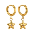 24K gold plated stainless steel star earrings with light purple zircon stones - Purple Stone (ED0321) / Gold