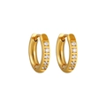 Boucles d'oreilles huggies en acier inoxydable doré PVD avec cinq pierres de zircon - 8mm / Or