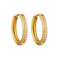 Boucles d'oreilles Huggie en acier inoxydable plaqué or PVD avec huit zircons blancs - 12mm / Or