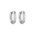 Boucles d'oreilles créoles argentées avec cinq zircons ronds en acier inoxydable - 8mm / Acier