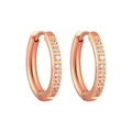 Créoles élégantes en acier inoxydable plaqué PVD or rose avec des zircons étincelants - 12mm / Or rose