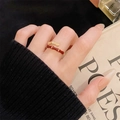 Vintage Angola red enamel bamboo open ring with zircon inlay in gold finish - Bamboo Joint Zircon Style (JZ4963) / Open Adjustable