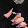 Elegante anillo de plata trenzada con gema púrpura de corte marquise en la mano - Estilo de Piedra Lilas Corte Marquesa (JZ5499)