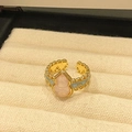 Verstelbare gouden kanten ring in Chinese vintage stijl met roze emaille kalebas accenten - Verstelbaar Open