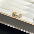 Verstelbare gouden ring in Chinese stijl met blauw emaille en verfijnde kanten rand - Verstelbaar Open / Blauw Emaille Kant (JZ5427)