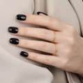Bagues minimalistes en acier titane doré avec pierres de zircone portées au doigt - US 5 / Style Or à Une Pierre