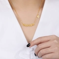 Golden daisy flower necklace with six floral pendants on a minimalist titanium steel chain - Gold Style (XL0089)