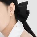 Elegant 18K gold plated heart threader earrings for women with delicate drop chain - Ball Bead Style (EX0010)
