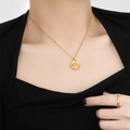 Collier zodiaque plaqué or 24 carats avec pendentif Verseau et bague dorée assortie - Verseau / Or
