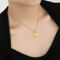 24K gold plated stainless steel Cancer zodiac necklace pendant worn by a model - Cancer / Gold