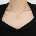 Fashionable 24K gold plated zodiac coin necklace with animal relief on round pendant - Virgo / Gold