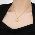 24K gold plated stainless steel Libra zodiac coin pendant necklace for women - Libra / Gold