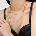 Ensemble de colliers superposés en maille serpent dorée avec fini miroir chic - 65cm / Or